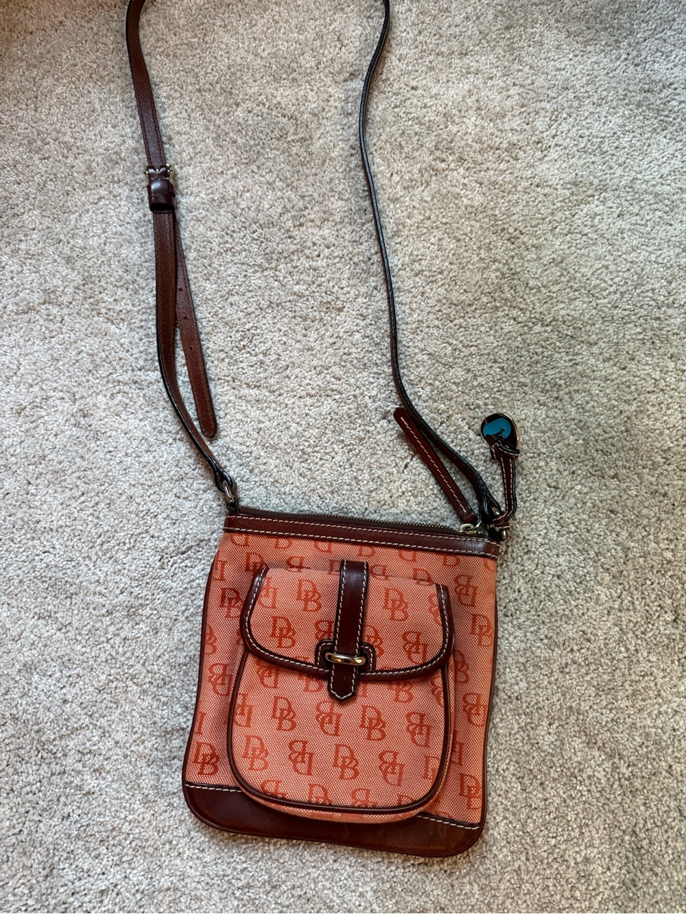 Y2K Dooney & Bourke Orange DB Monogram Crossbody Bag
